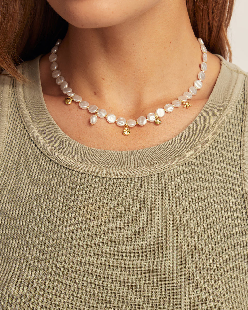 Reese Pearl Mini Charm Necklace || option::18K Gold Plated