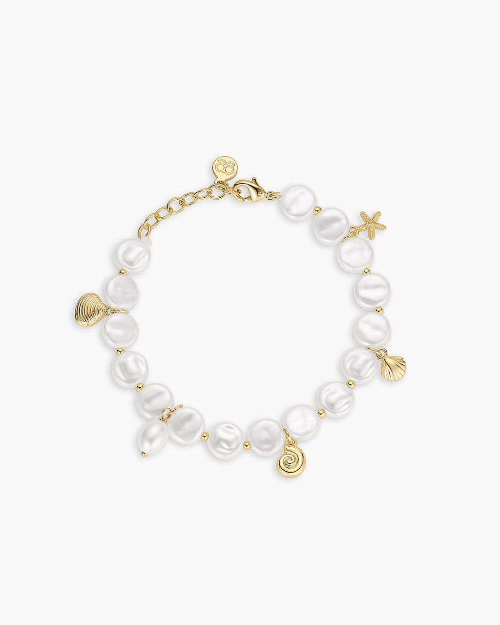 Reese Pearl Mini Charm Bracelet || option::18K Gold Plated