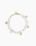 Reese Pearl Mini Charm Bracelet || option::18K Gold Plated