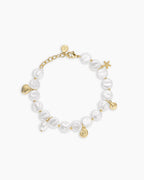 Reese Pearl Mini Charm Bracelet || option::18K Gold Plated