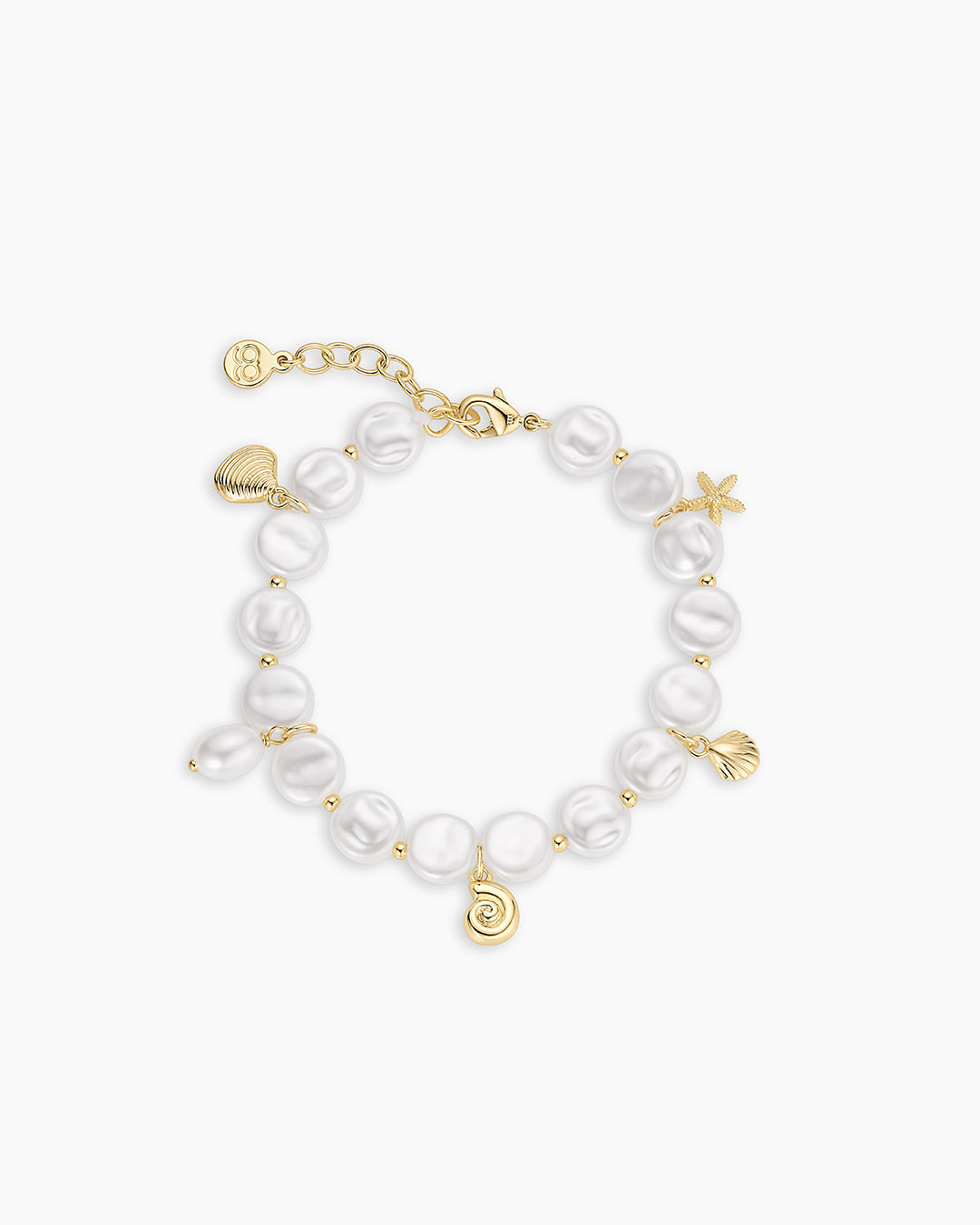 Reese Pearl Mini Charm Bracelet || option::18K Gold Plated