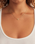 Capri Necklace || option::18K Gold Plated, Navy