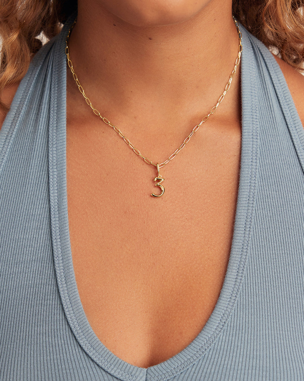 Scout Number Charm || option::18K Gold Plated, 3