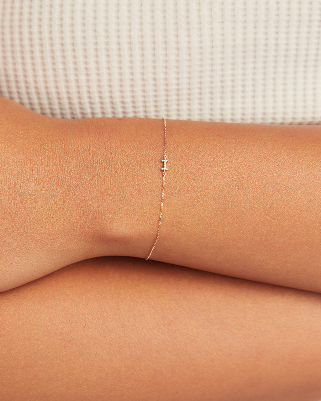 14k Gold Crew Alphabet Bracelet || option::14K Solid Gold, I