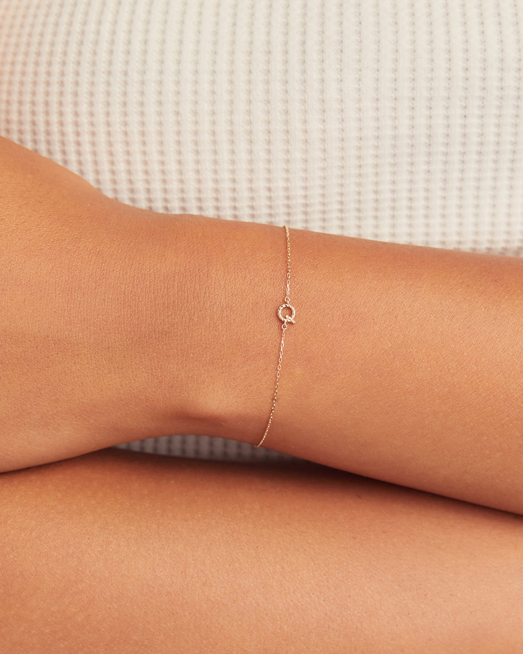 14k Gold Crew Alphabet Bracelet || option::14K Solid Gold, Q