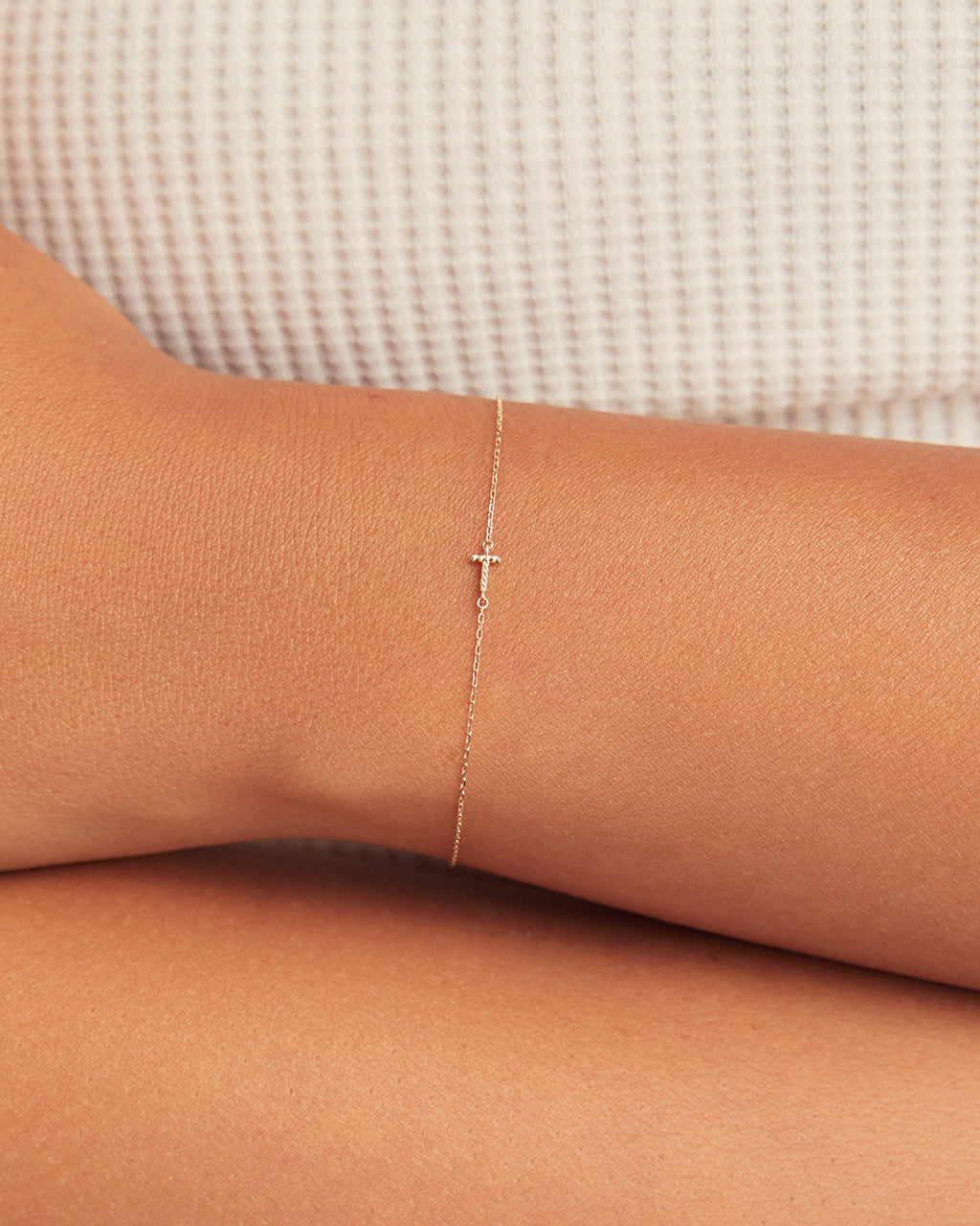 14k Gold Crew Alphabet Bracelet || option::14K Solid Gold, T