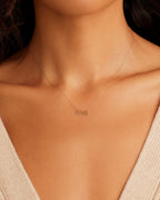 Woman wearing Mama Necklace || option::14K Solid Gold