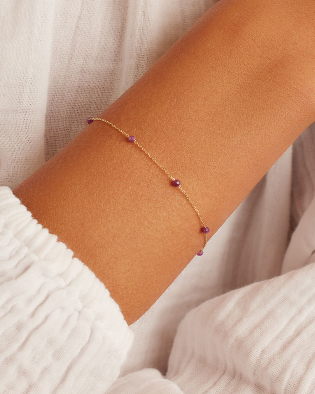Ruby Newport Bracelet || option::14K Solid Gold, Ruby - July