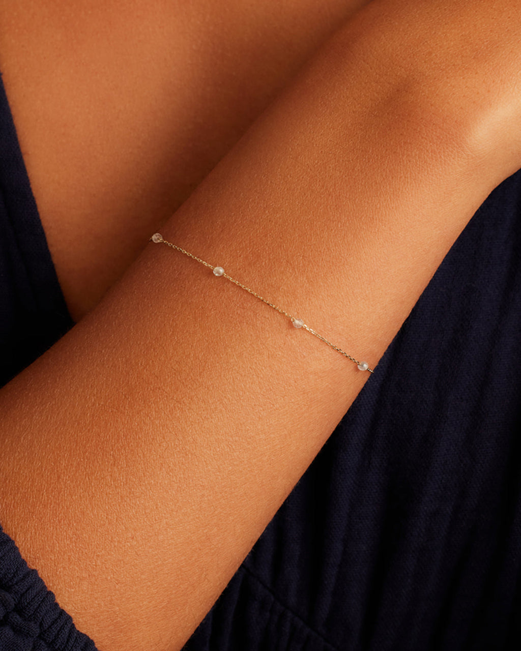 Aquamarine Newport Bracelet || option::14K Solid Gold, Aquamarine - March