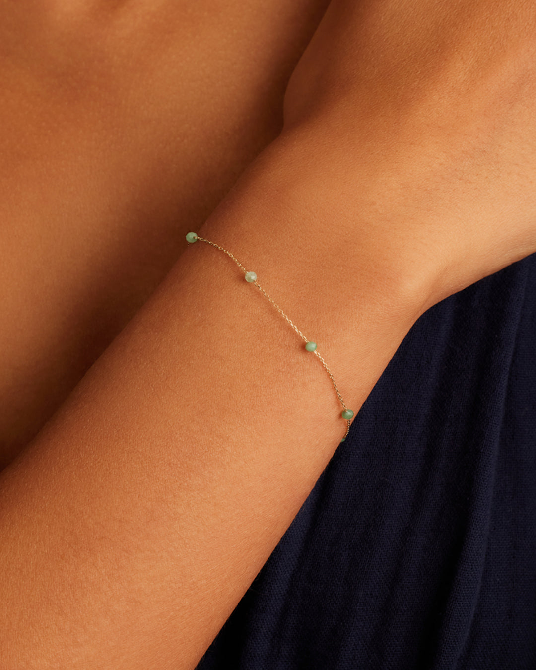 Emerald Newport Bracelet || option::14K Solid Gold, Emerald - May