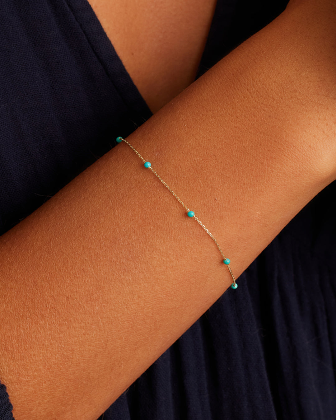 Turquoise Newport Bracelet || option::14K Solid Gold, Turquoise - December