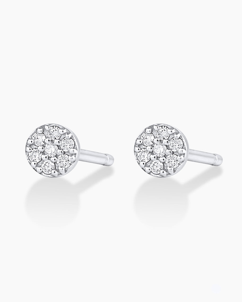 Diamond Pave Studs || option::14K Solid White Gold
