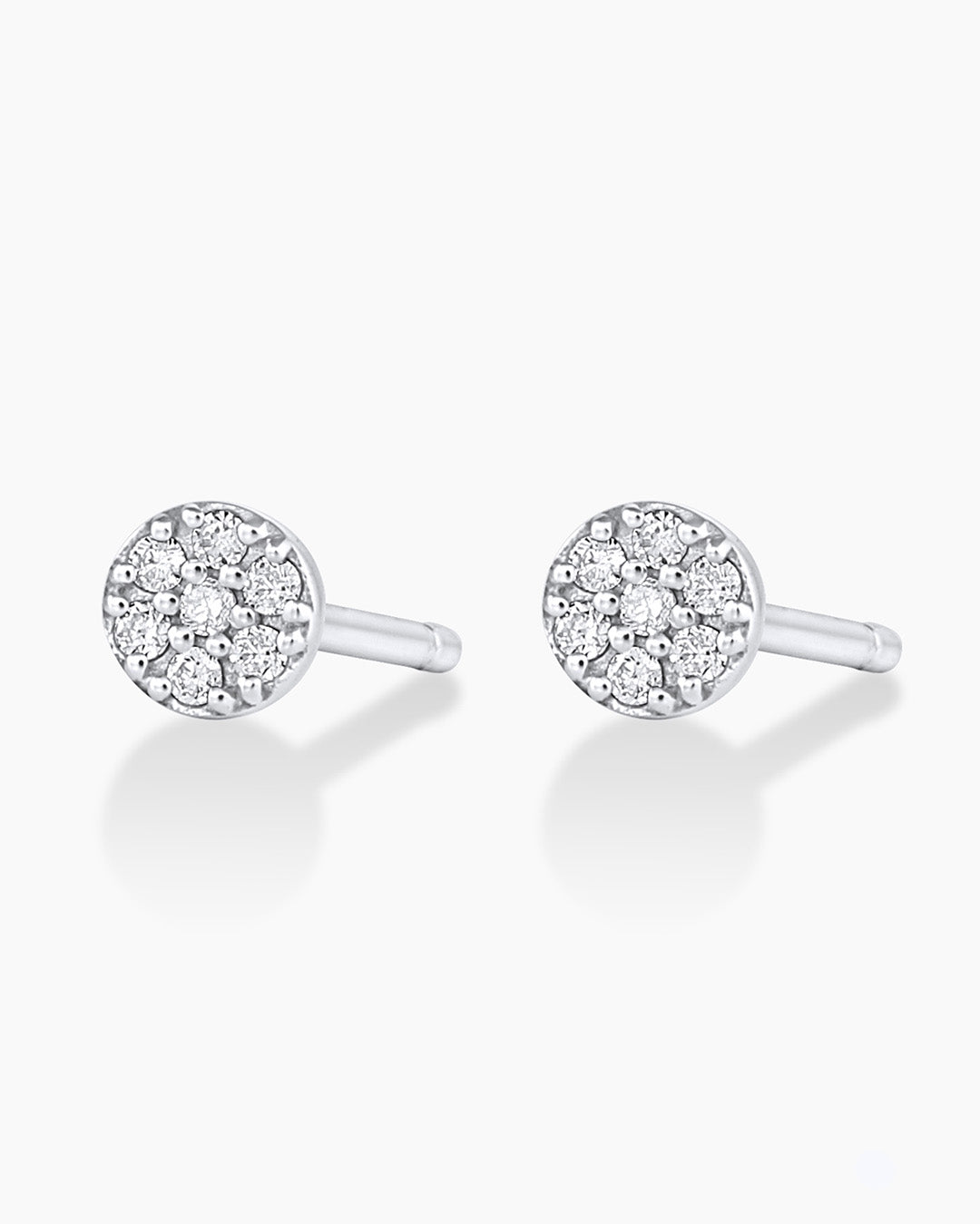 Diamond Pave Studs || option::14K Solid White Gold