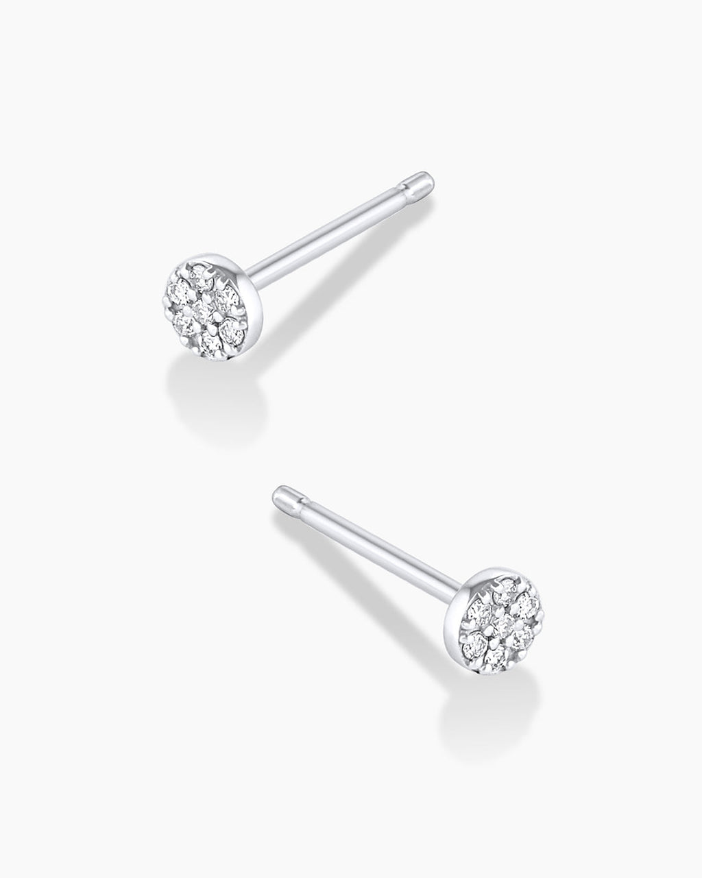 Diamond Pave Studs || option::14K Solid White Gold