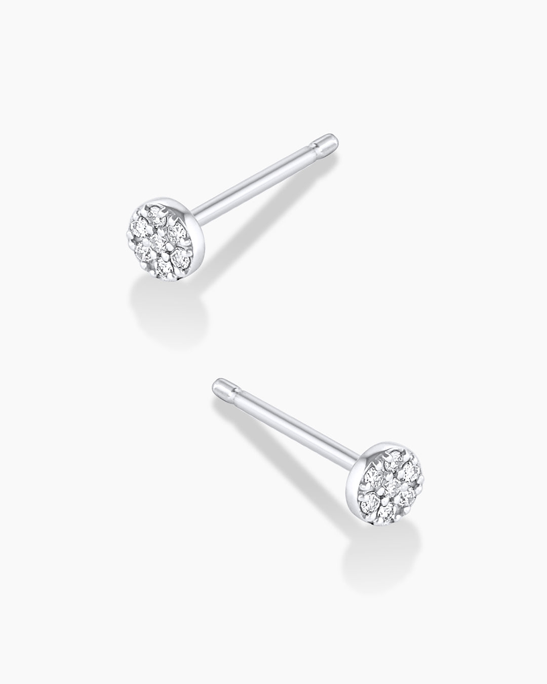 Diamond Pave Studs || option::14K Solid White Gold