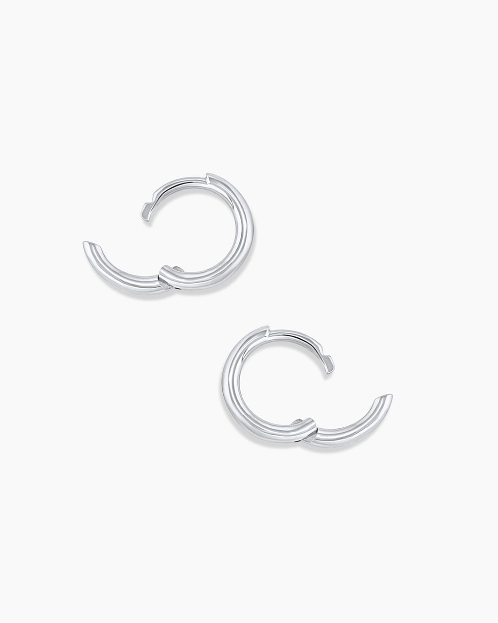 Classic Gold Huggie || option::14K Solid White Gold, 8mm