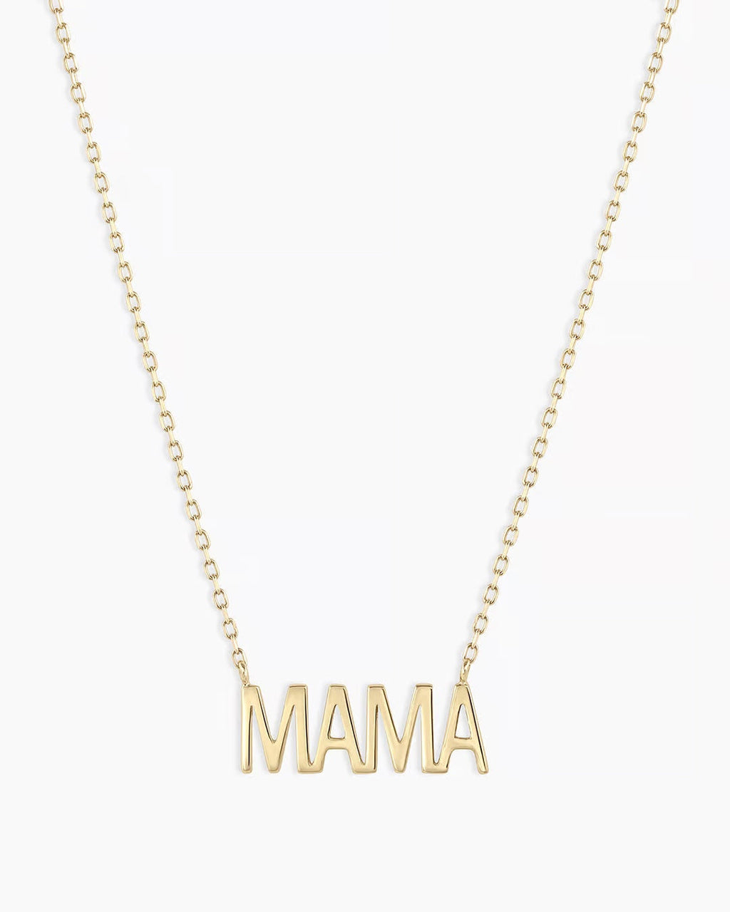 Woman wearing Mama Necklace || option::14K Solid Gold