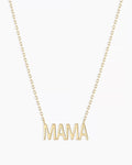 Woman wearing Mama Necklace || option::14K Solid Gold