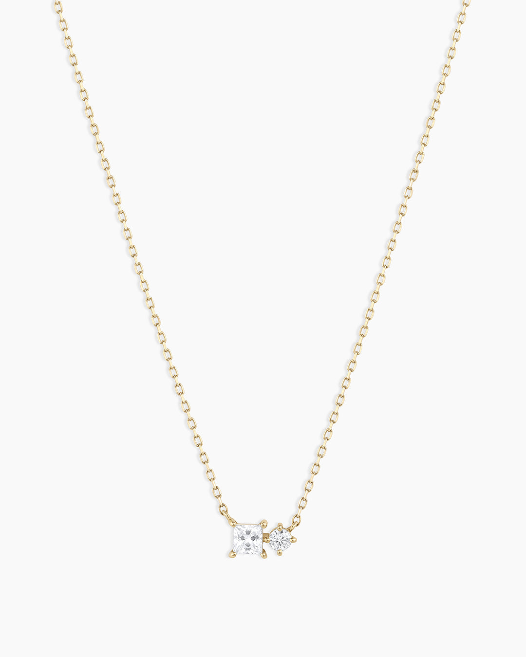 Diamond and White Sapphire Necklace || option::14K Solid Gold