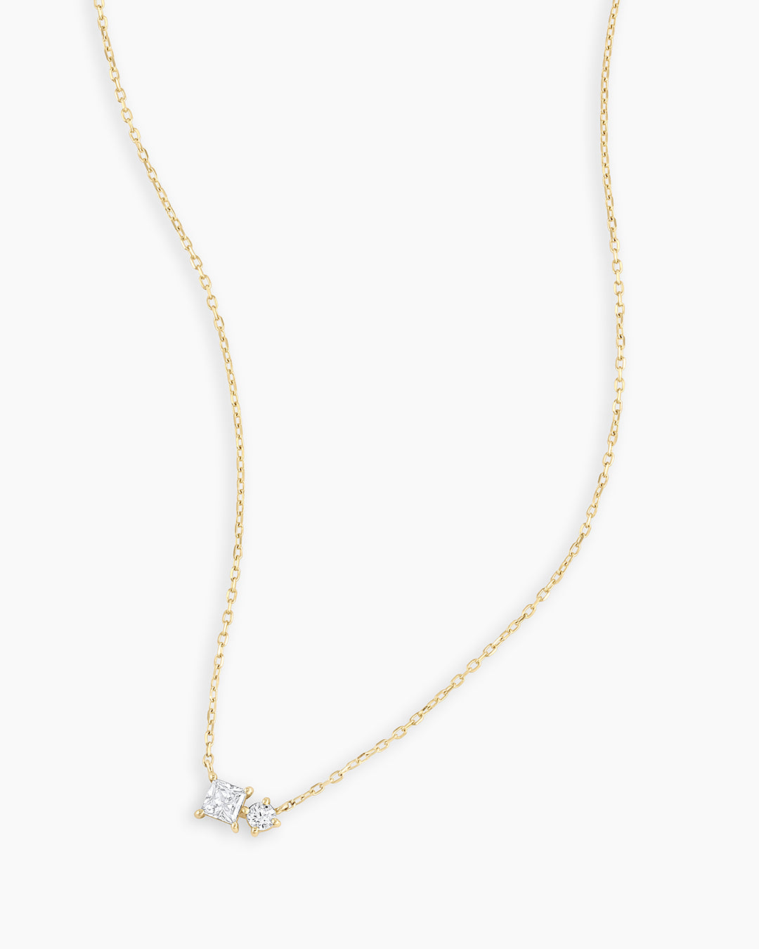 Diamond and White Sapphire Necklace || option::14K Solid Gold