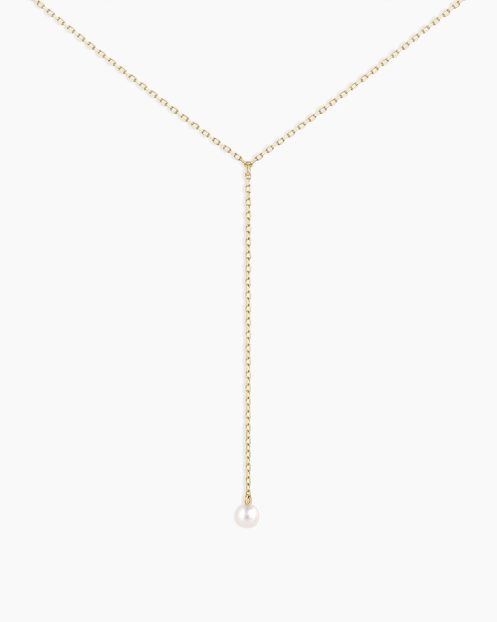 Pearl Lariat Necklace || option::14K Solid Gold