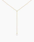 Pearl Lariat Necklace || option::14K Solid Gold