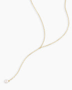 Pearl Lariat Necklace || option::14K Solid Gold