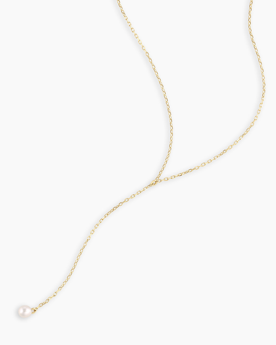 Pearl Lariat Necklace || option::14K Solid Gold