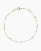 Peridot Newport Bracelet || option::14K Solid Gold, Peridot - August