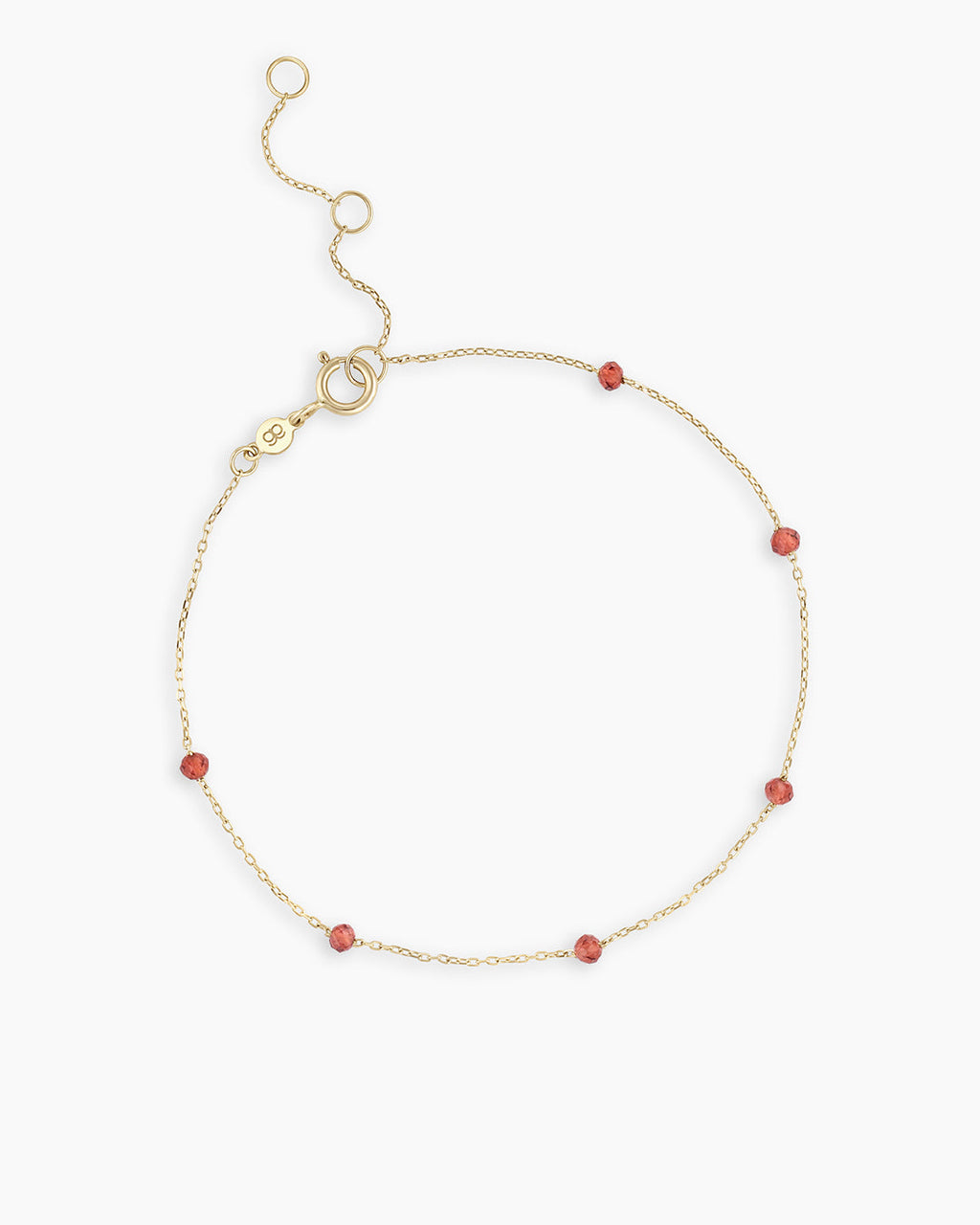 Garnet Newport Bracelet || option::14K Solid Gold, Garnet - January