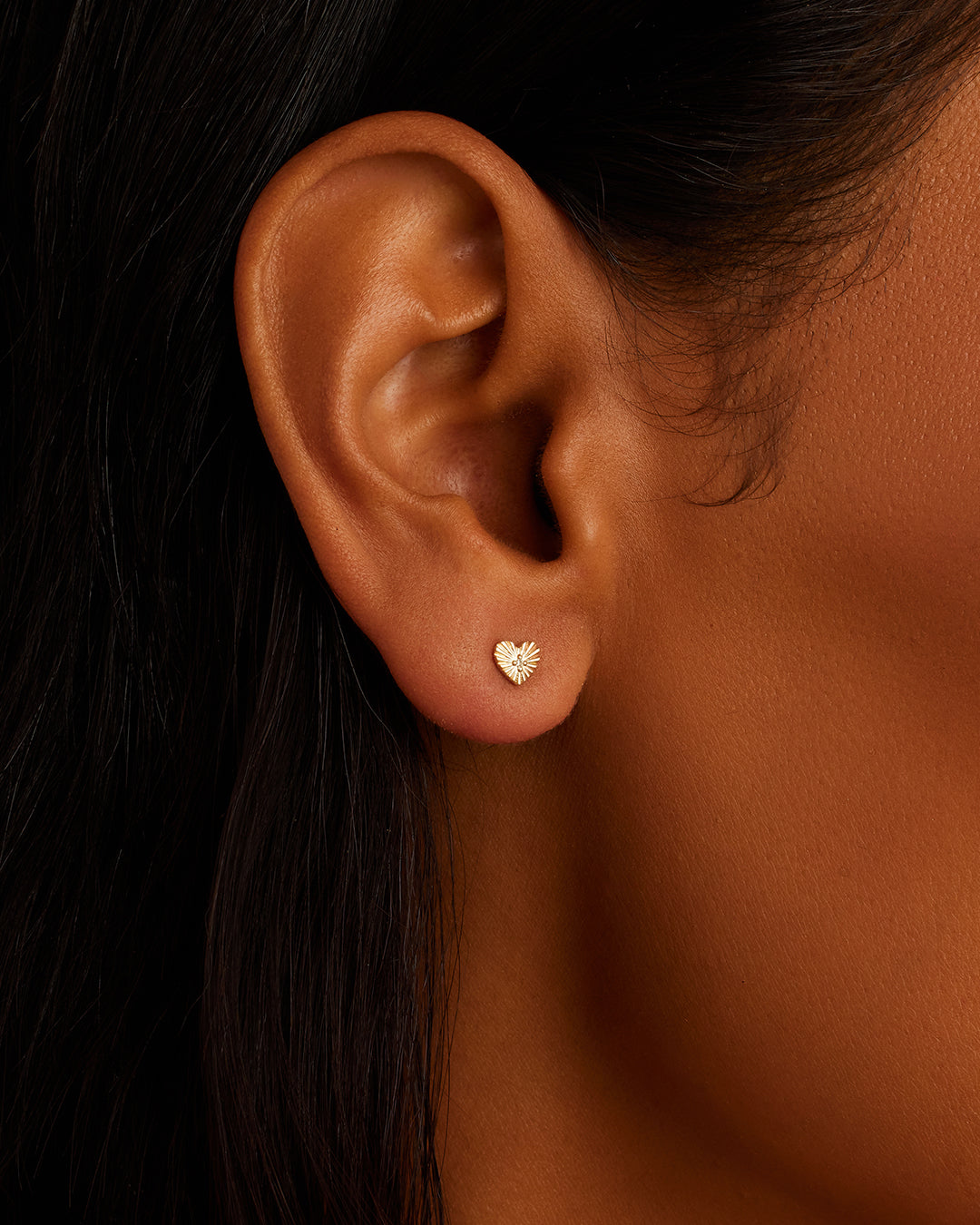 Diamond Vintage Heart Studs || option::14K Solid Gold
