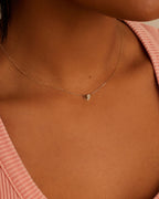 Diamond Bond Necklace || option::14K Solid Gold, Single - Diamonds Right