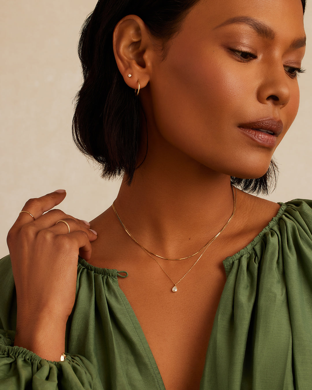 Classic Diamond Pear Necklace || option::14K Solid Gold || set::classic-diamond-pear-necklace-stl
