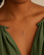 Diamond Vintage Alphabet Charm || option::14K Solid Gold, C