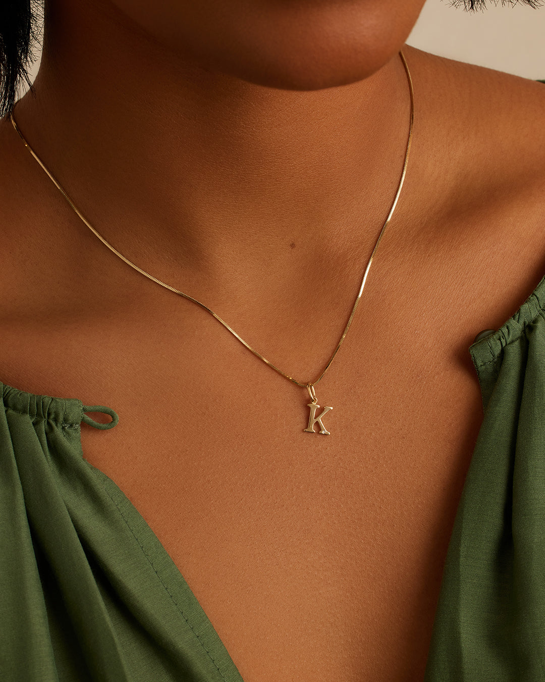 Diamond Vintage Alphabet Charm || option::14K Solid Gold, K