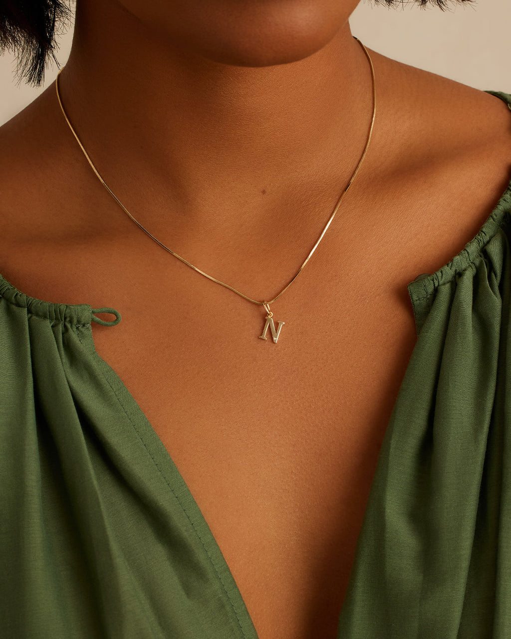 Diamond Vintage Alphabet Charm || option::14K Solid Gold, N