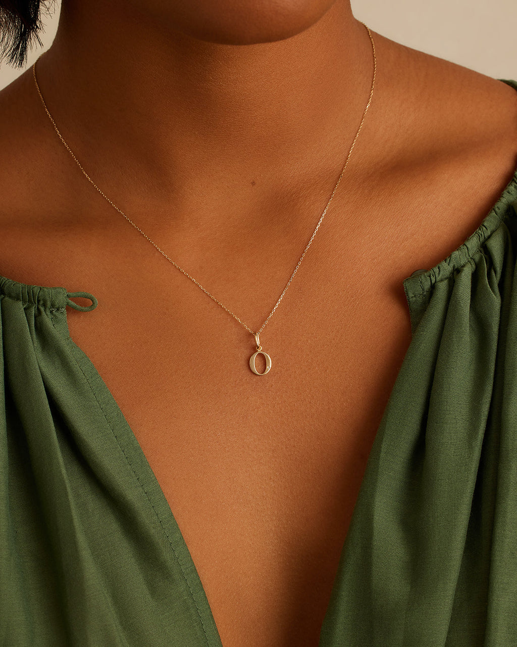 Diamond Vintage Alphabet Charm || option::14K Solid Gold, O