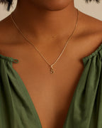 Diamond Vintage Alphabet Charm || option::14K Solid Gold, S