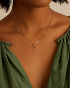 Diamond Vintage Alphabet Charm || option::14K Solid Gold, W