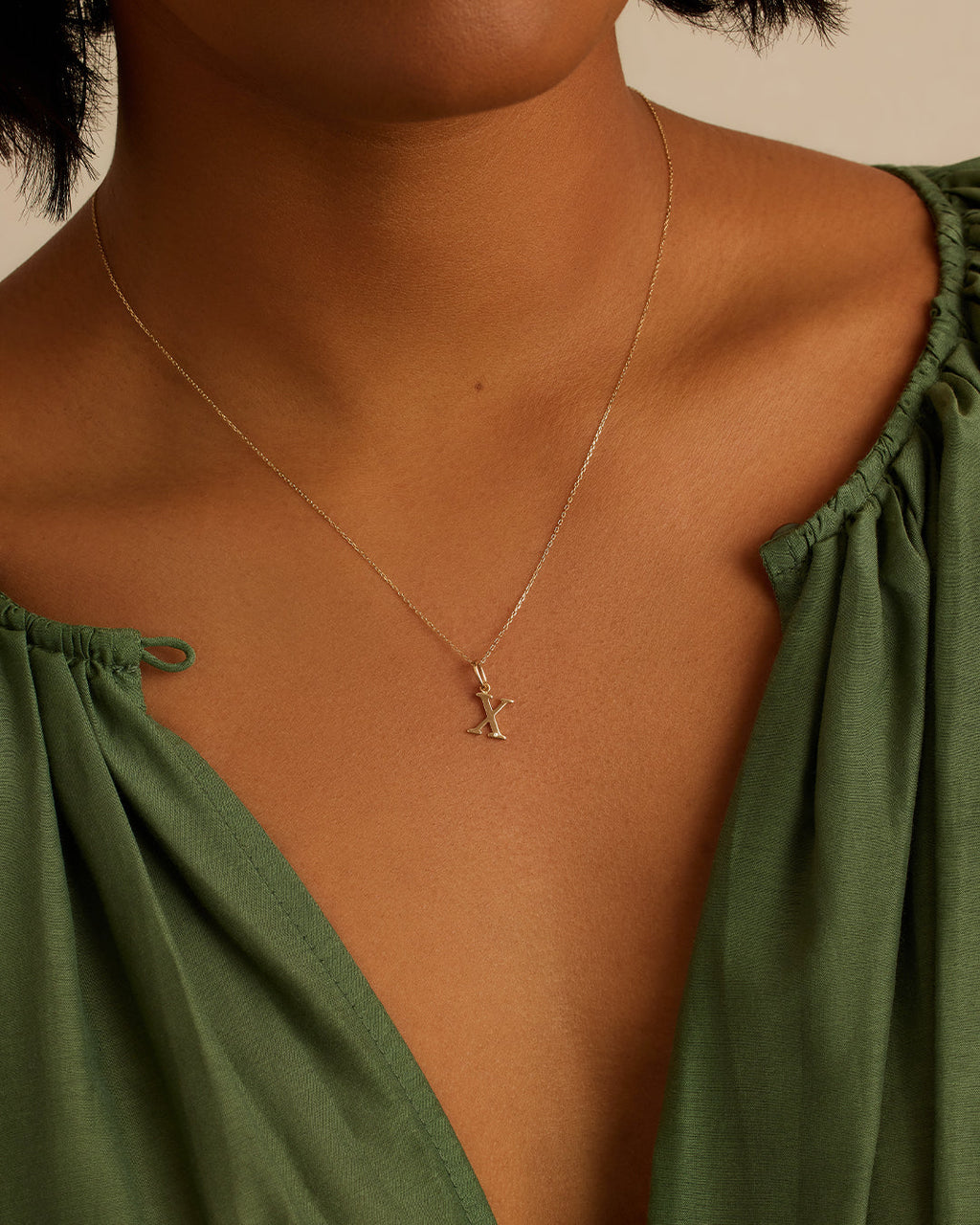 Diamond Vintage Alphabet Charm || option::14K Solid Gold, X