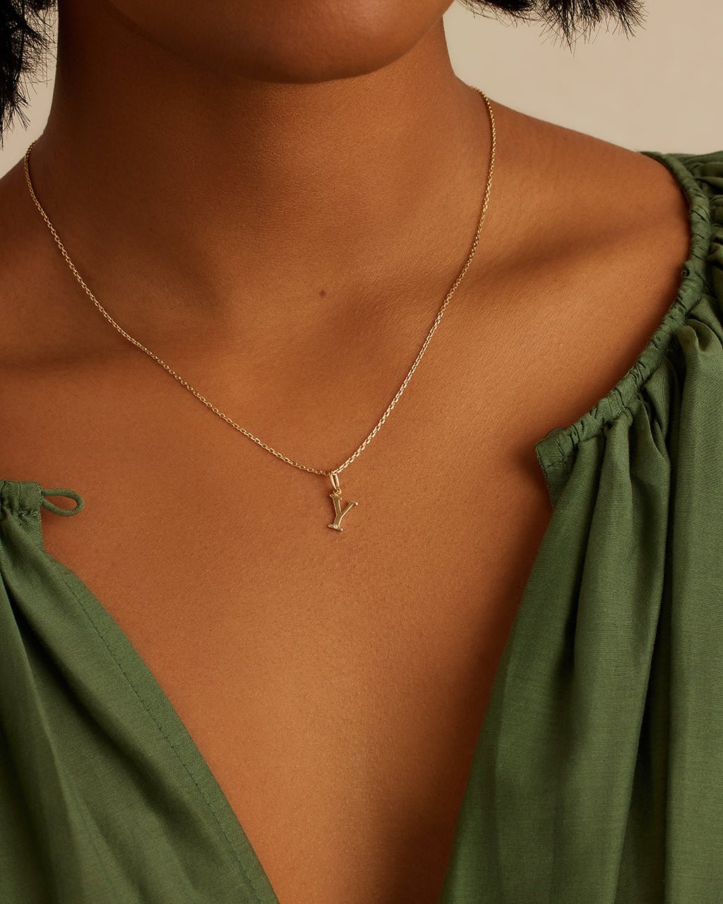 Diamond Vintage Alphabet Charm || option::14K Solid Gold, Y