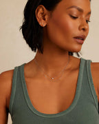 Woman wearing Alphabet Necklace || option::14K Solid White Gold, P