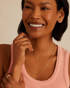 Diamond Bond Necklace || option::14K Solid Gold, Single - Diamonds Left || set::diamond-bond-necklace-stl