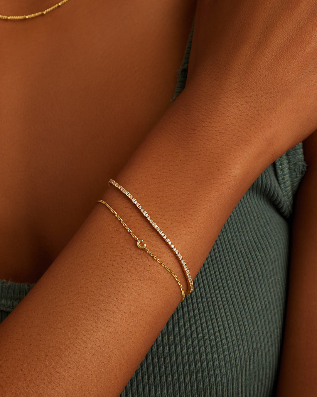 Wilder Mini Alphabet Bracelet || option::18K Gold Plated, C