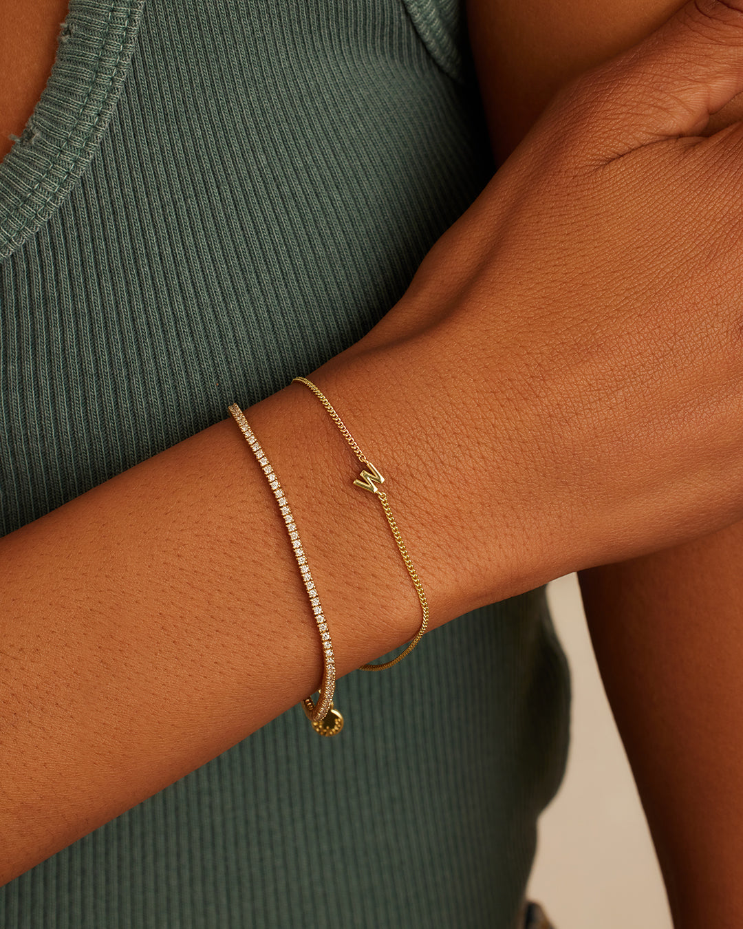 Wilder Mini Alphabet Bracelet || option::18K Gold Plated, W