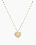 Diamond Vintage Heart Necklace || option::14K Solid Gold