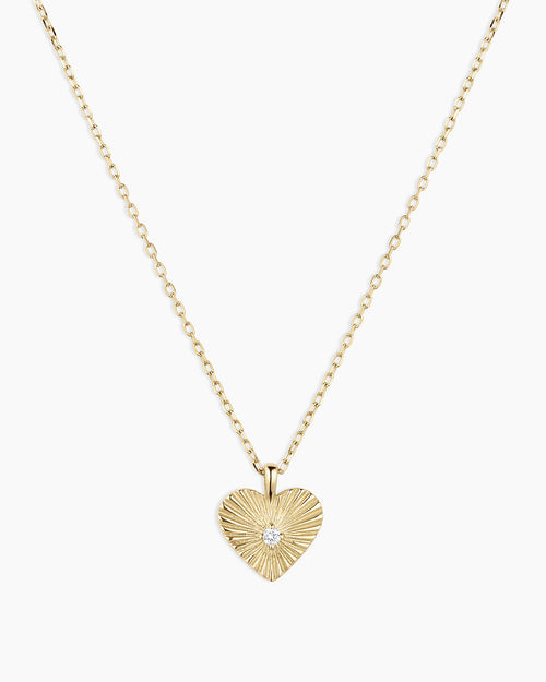 Diamond Vintage Heart Necklace || option::14K Solid Gold