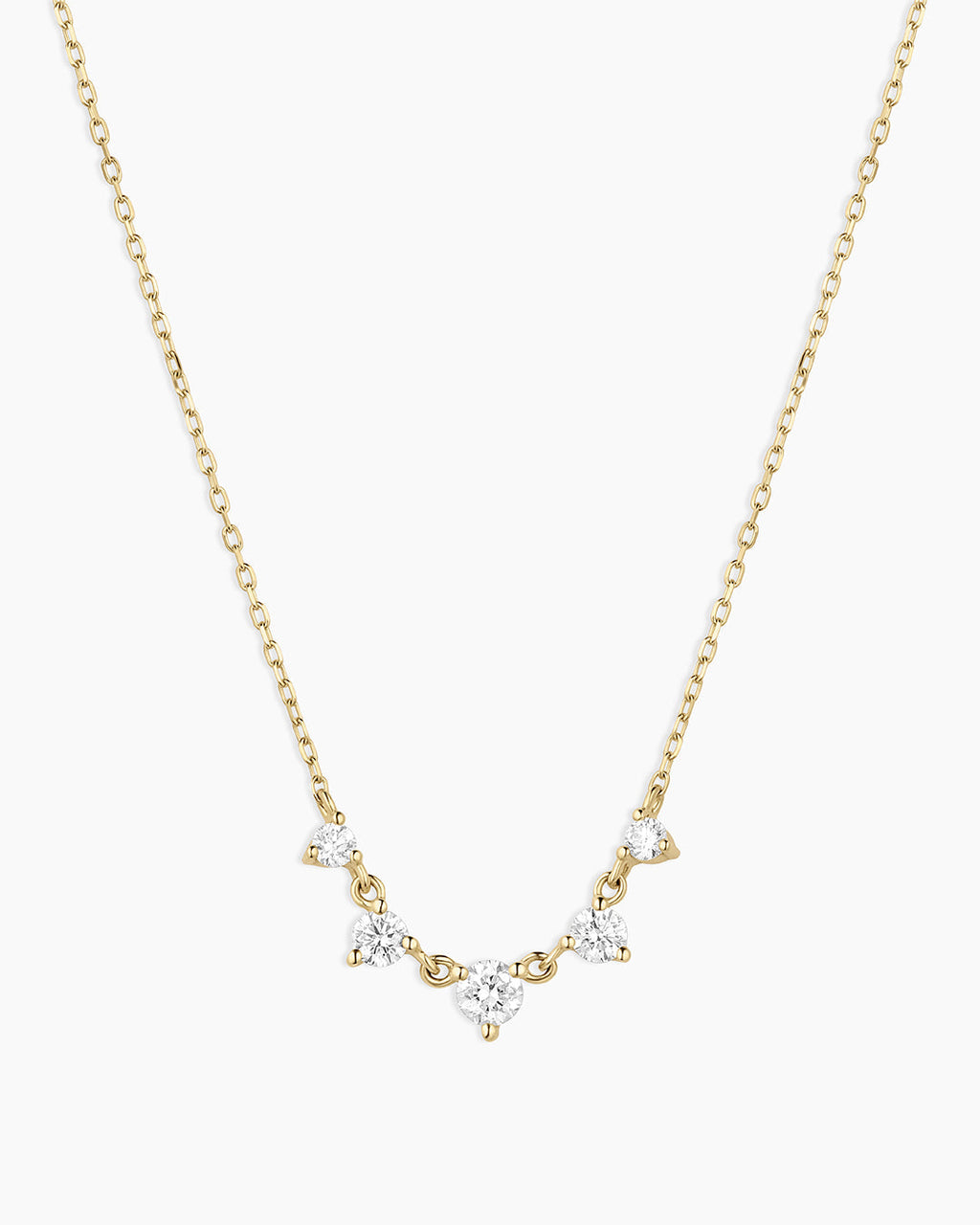 Elle Diamond Row Necklace || option::14K Solid Gold