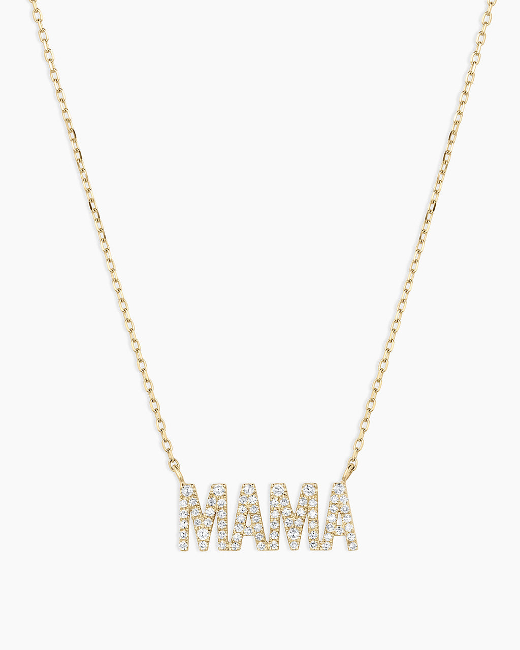 Diamond Pavé Mama Necklace || option::14K Solid Gold