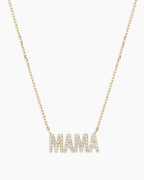 Diamond Pavé Mama Necklace || option::14K Solid Gold